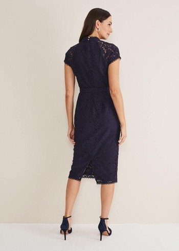 Phase Eight Aurora Lace Dress Navy Canada | VQKNJW-203